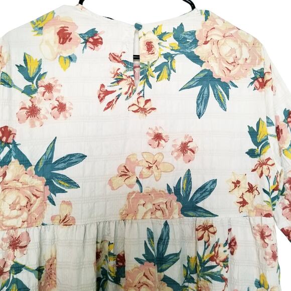 Zara Floral Tiered Mini Dress Puckered Crinkle Fabric Cottagecore Feminine Sz M - Picture 4 of 10